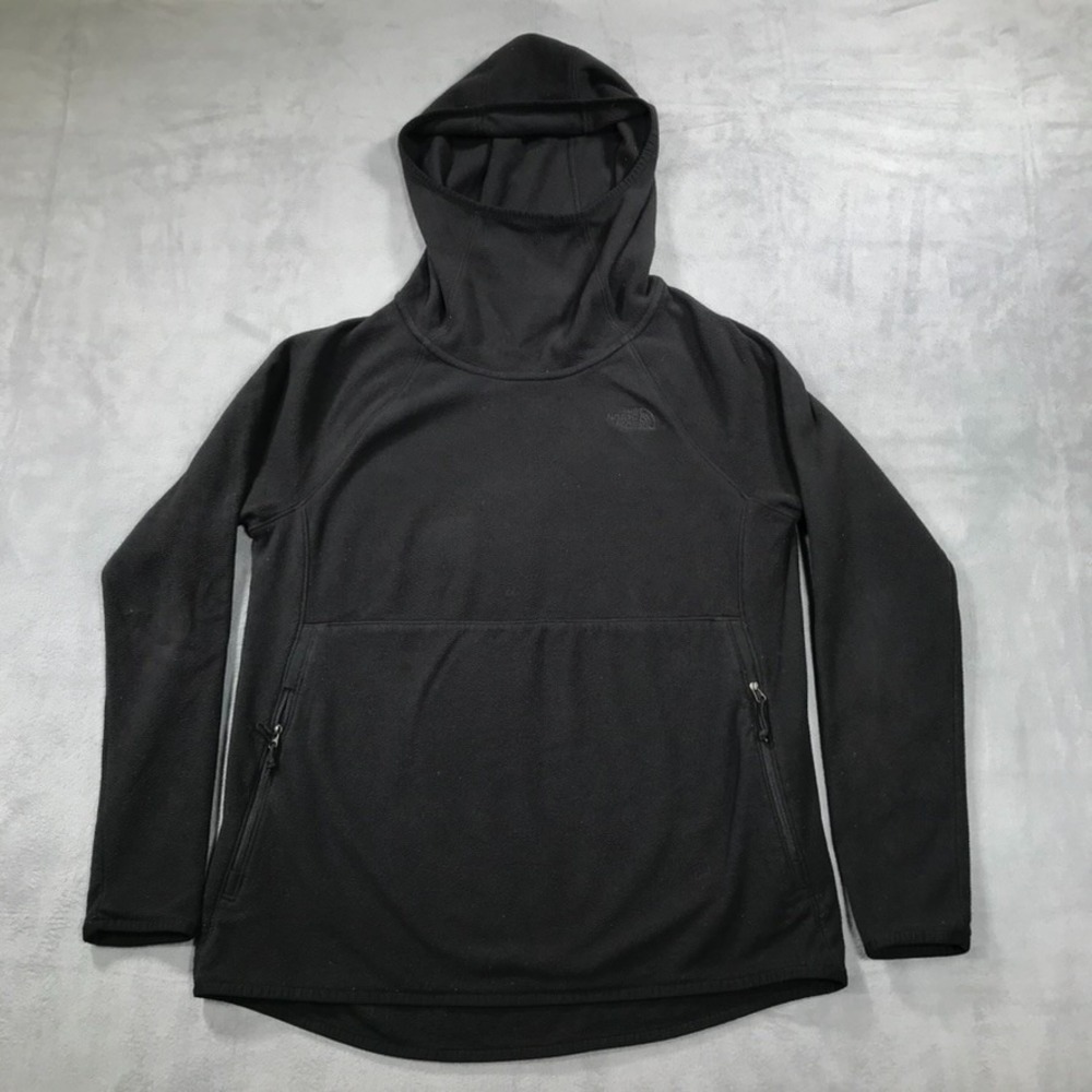 The North Face Hoodie Sweater Womens Small Black Fleece Pullover Lightweight